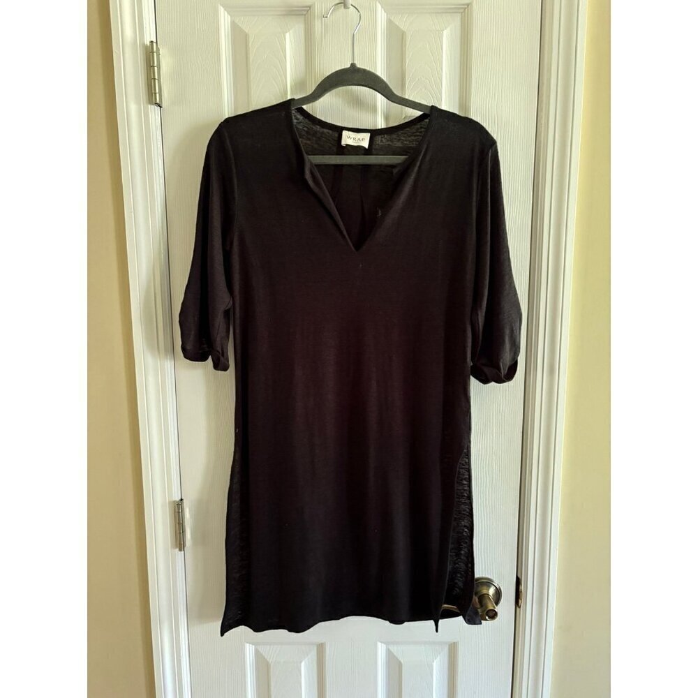 Wrap London Linen Tunic Top Black